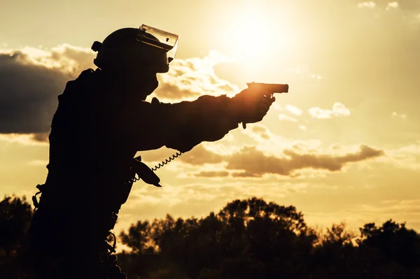 Police officer with pistol