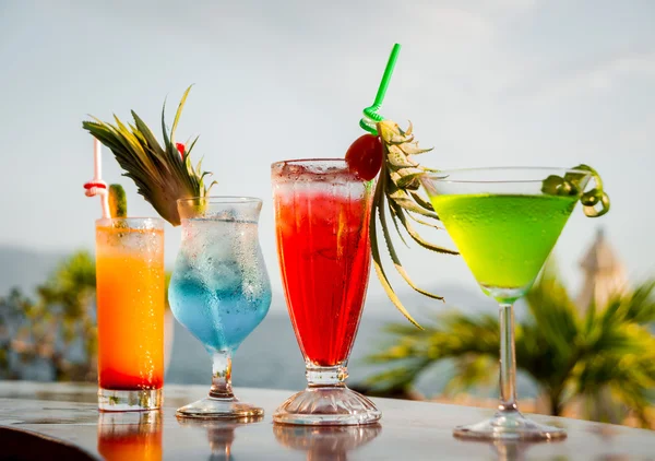 Colored Cocktails on Bar