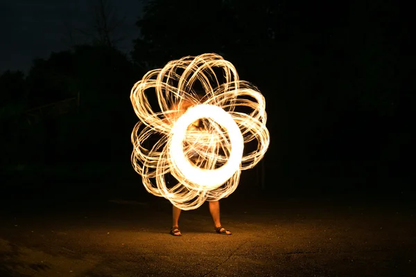 Fire-show man in action