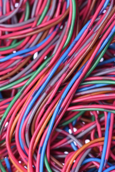 Closeup colored cables and colorfull wires