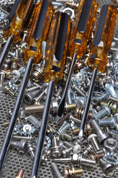 Screwdrivers and components bolts, nuts, washers, screw