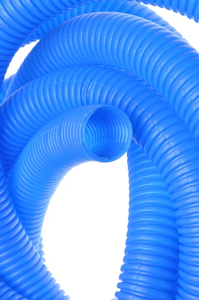 Blue plastic corrugated pipes
