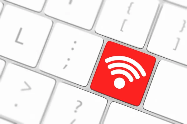 Wifi concepts, with message on enter key of computer keyboard.