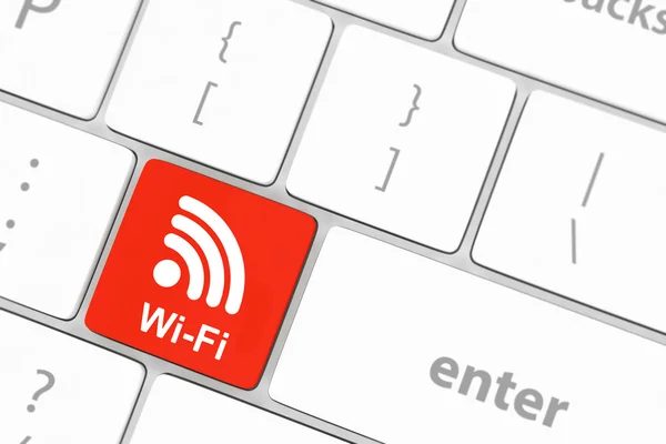 Wifi concepts, with message on enter key of computer keyboard.