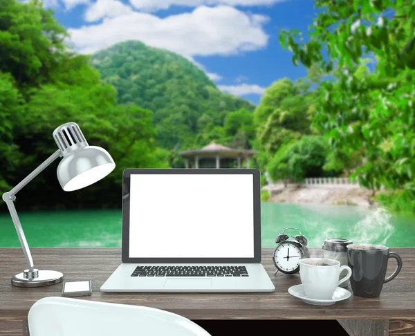 Workspace on nature outdoor