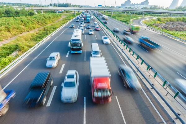 Cars in motion blur on highway,Beijing China