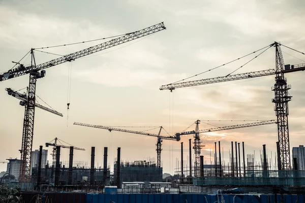 Silhouette of construction site