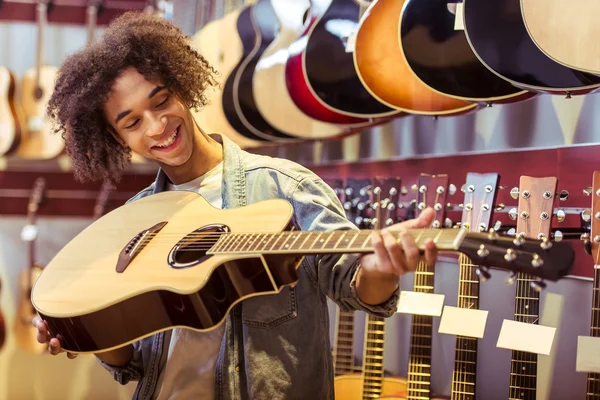 Man in musical shop