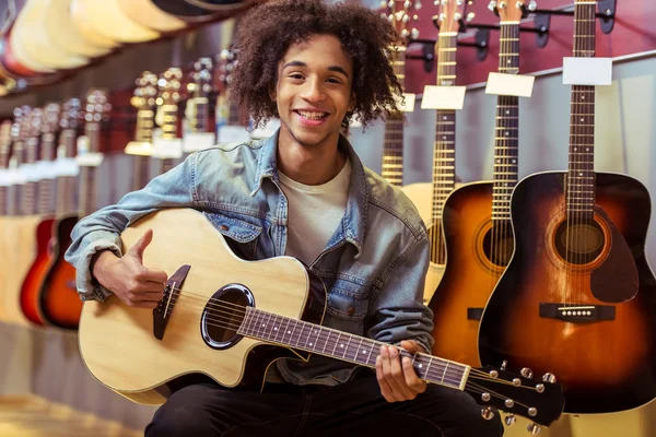 Man in musical shop