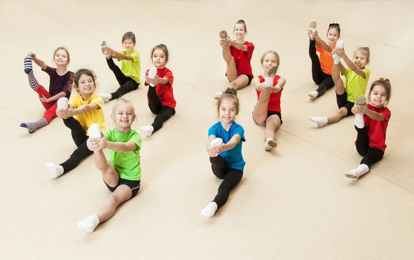 Happy active children in gym
