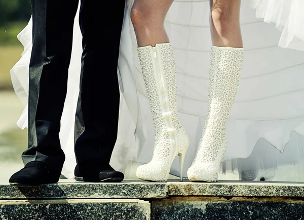 Bride\'s and groom\'s shoes