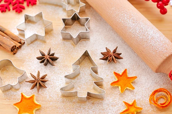 Creative winter time baking background. Christmas holidays concept