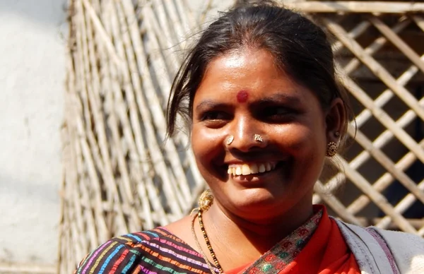 Closeup portrait of poor Indian woman seeking help