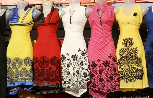 Salwar and kameez dress hung out side clothes store