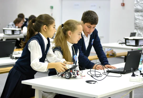 Children make robots on World Robotic Olympiad Russia 2014