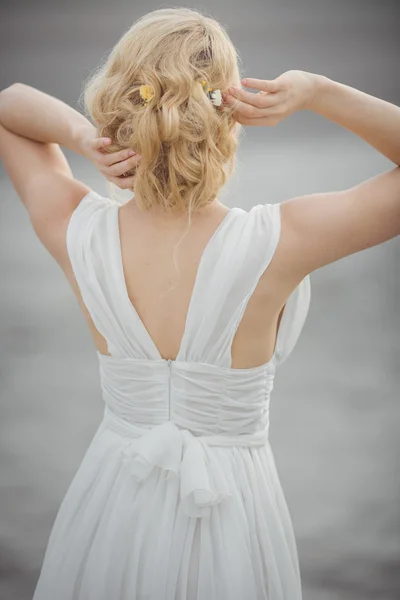 Back-view bridal hair style