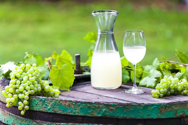 Wine glass and carafe with wine cider