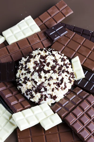 Still life of chocolate with chocolate cake