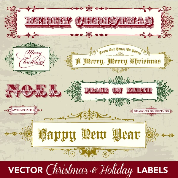 Vector Vintage Christmas Label Set.