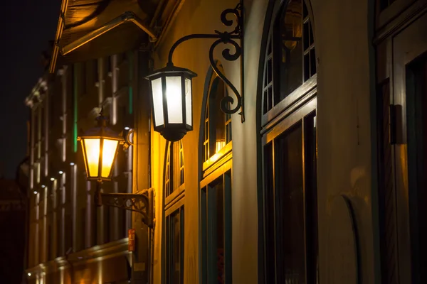 Vintage lights on the buildings