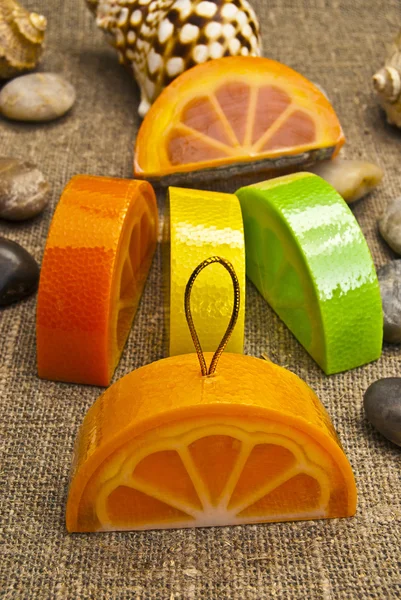 Handmade soap in the form of an orange.