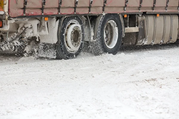 Truck driving in snow