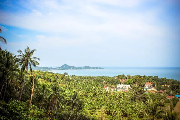 Travel vacation background. Tropical island with resorts Koh Samui, Thailand