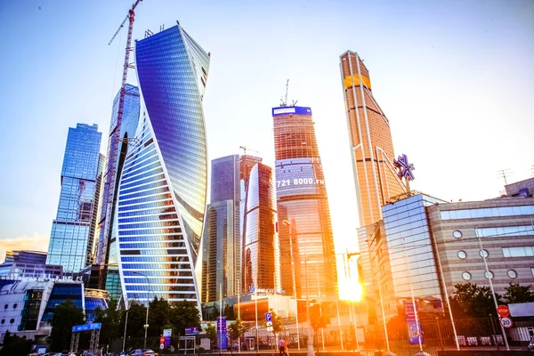 Beautiful evening view of famous skyscrapers in Moscow City international business center, Russia