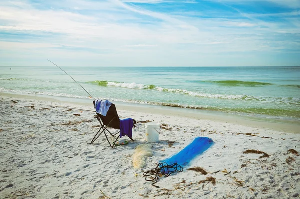 Beach Chair with Fishing Rod