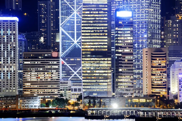 Hong kong office buildings at night