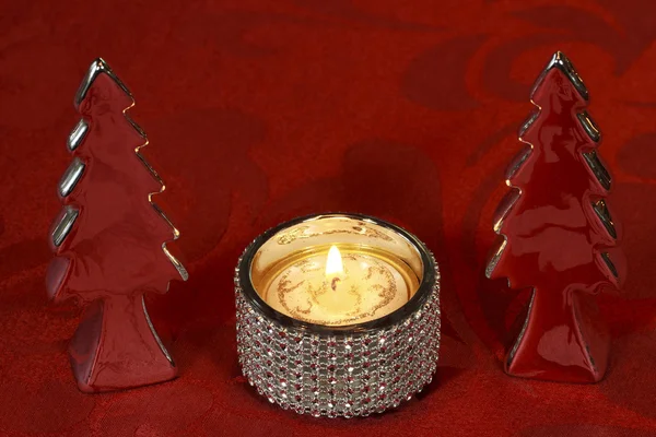 Christmas Table Decoration with Decoration Christmas Trees, Candle Holder and Tea Candle