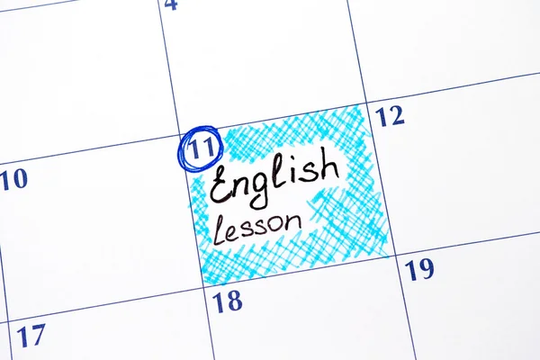 Reminder English lesson in calendar