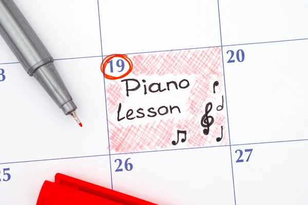 Reminder Piano Lesson in calendar