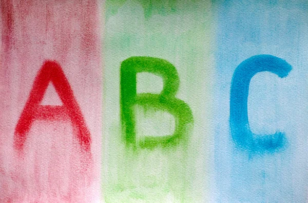 Letters ABC drawn on watercolor paper