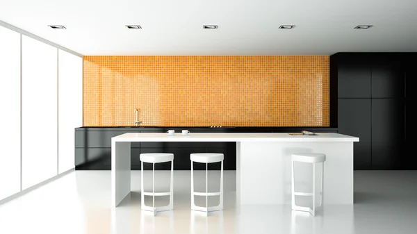 Interior of the modern design kitchen  3D rendering