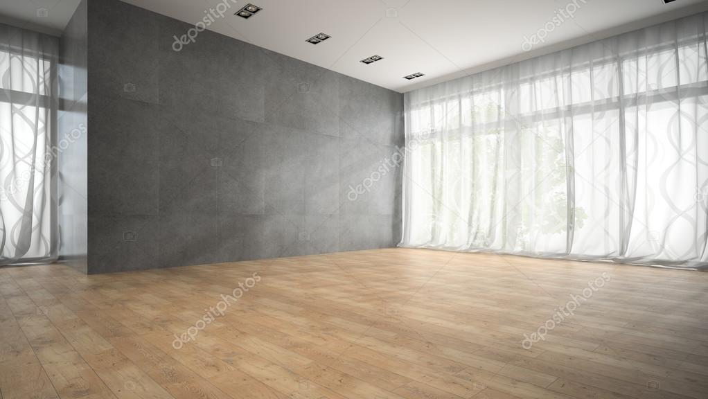Vaciar la habitación de diseño moderno con parquet render 3d piso ... Piso Modernos diseño