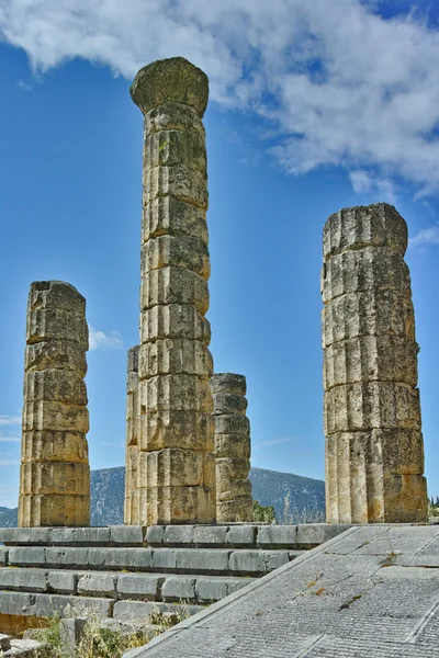 Cloudscape with The Temple of Apollo in Ancient Greek archaeological site of Delphi