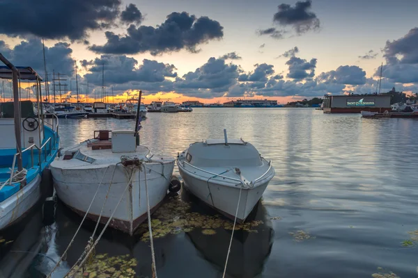 Amazing sunset on port of Sozopol,  Bulgaria