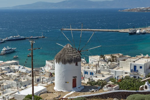 Panoramic view of Aegean sea and island of Mykonos, Cyclades