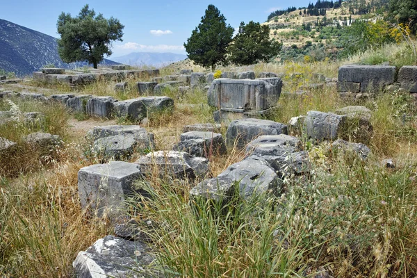 Ruins in Ancient Greek archaeological site of Delphi