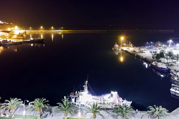 Amazing Panoramic night photo of port of Kavala,  Greece