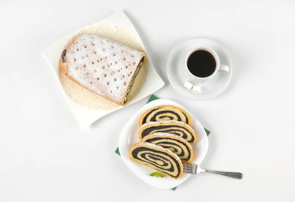 Poppy seed roll and cup of coffee