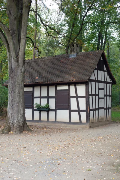 Half timbered house in forest