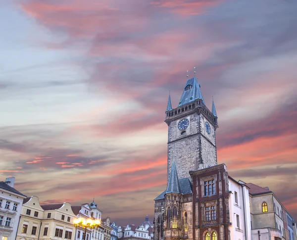 Old Town City Hall in Prague (Night view), view from Old Town Square, Czech Republic