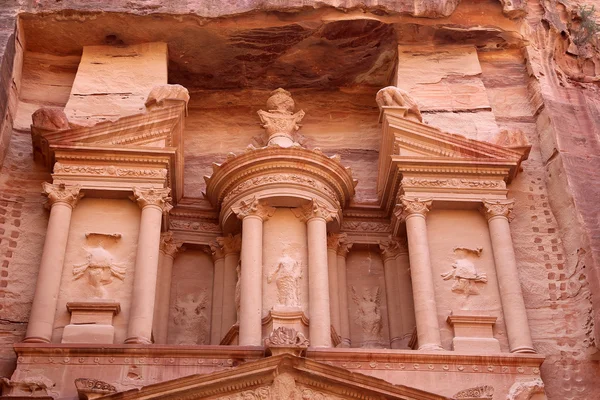 Al Khazneh or The Treasury at Petra, Jordan-- it is a symbol of Jordan, as well as Jordan\'s most-visited tourist attraction. Petra has been a UNESCO World Heritage Site since 1985