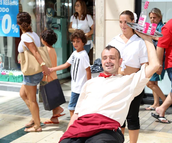 Street performers on the Larios street, the main street of Malaga,Andalusia, Spain