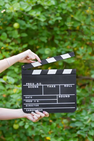 Movie production clapper board