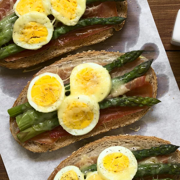 Baked Asparagus, Ham, Egg, Cheese Sandwich