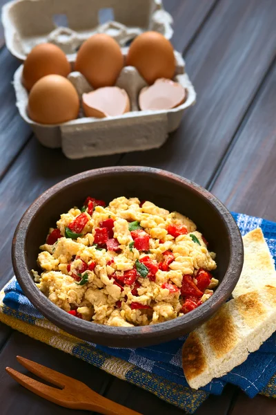 Scrambled Eggs with Red Bell Pepper and Green Onions