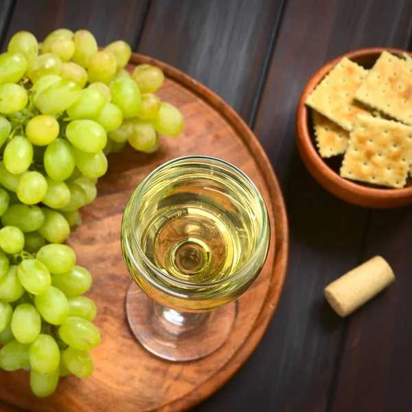 White Wine in Glass with Grapes